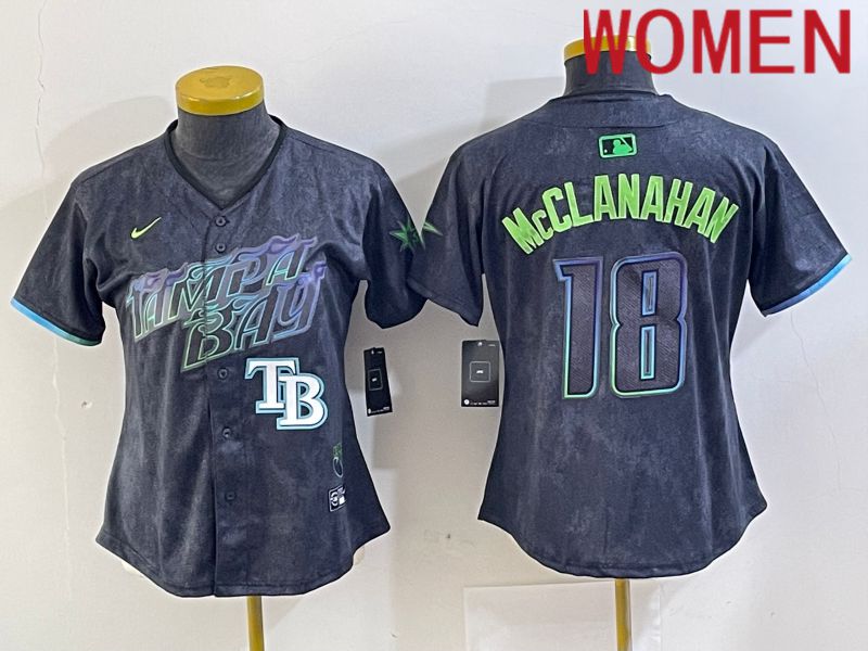 Women Tampa Bay Rays #18 Mcclanahan Nike MLB Limited City Connect Black 2024 Jersey style 5->women mlb jersey->Women Jersey